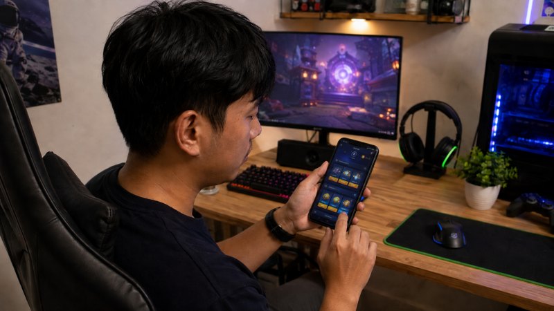 Pemain menyiapkan top up Free Fire saat mengikuti event melalui smartphone.